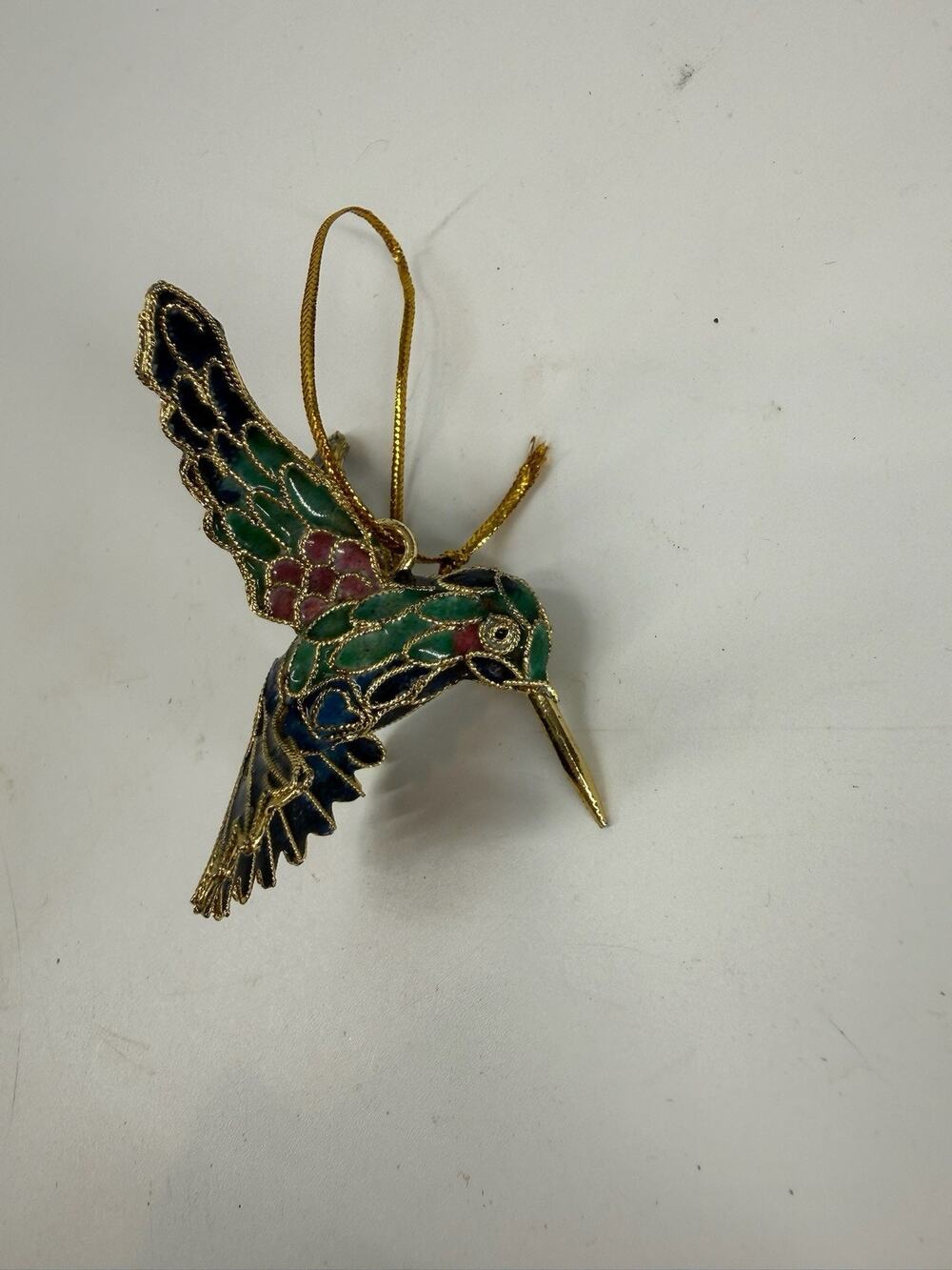 Cloisonne Enamel Hummingbird Bird Christmas Ornament Multicolor 3”